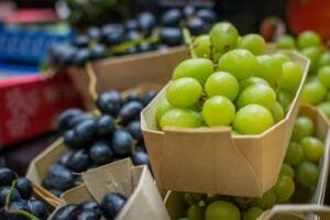 Paquetes de uvas frescas
